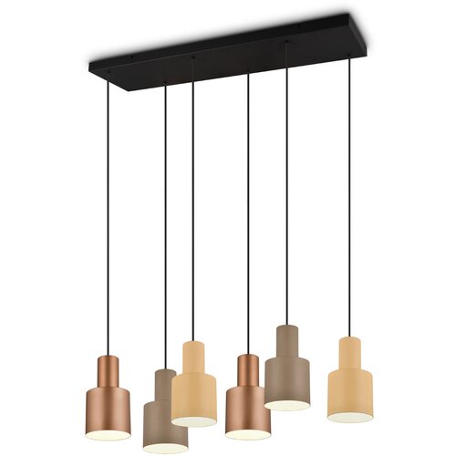 Trio Leuchten Viseča svetilka bronasta s taupe in bež 6-light - Ans Slike