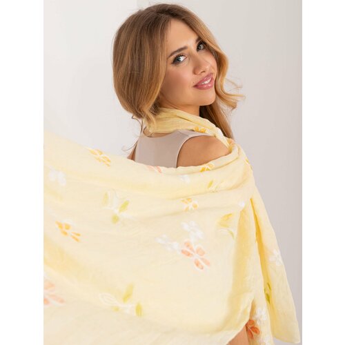 Fashion Hunters Light yellow women's scarf with embroidery Cene