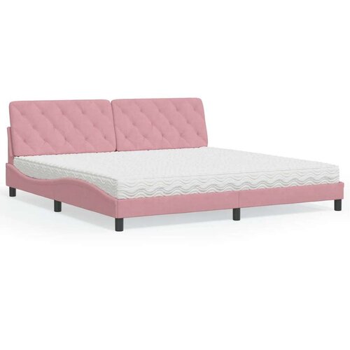 VidaXL Krevet s madracem ružičasti 200x200 cm bar&amp;scaron;unasti Slike
