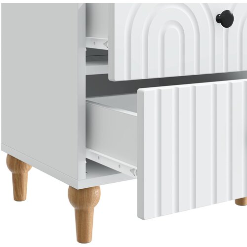  Noćni ormar 2 pcs Bijela 43 x 34,5 x 48 cm Konstruirano drvo Slike