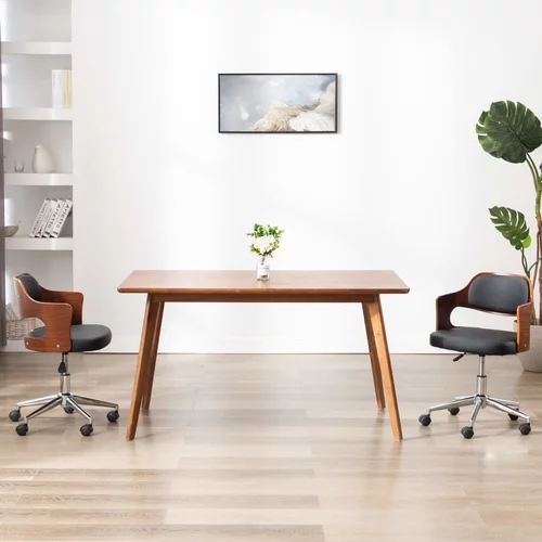  Okretna uredska stolica od savijenog drva i umjetne kože crna