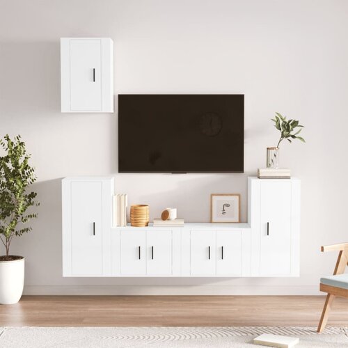 VidaXL 5-dijelni set TV ormarića sjajni bijeli konstruirano drvo Slike