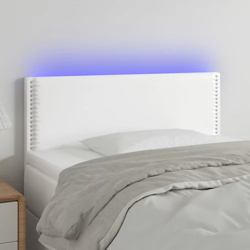 vidaXL LED posteljno vzglavje belo 90x5x78/88 cm umetno usnje