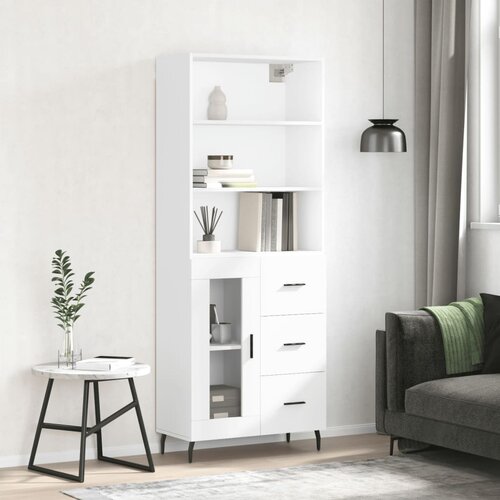 vidaXL Visoka omara bela 69,5x34x180 cm inženirski les Cene