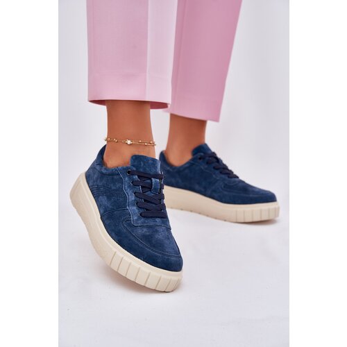 EVENTO Suede Women's Platform Sneakers Navy Rilwena Cijene