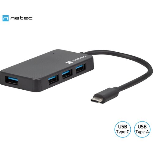 Natec Hub Silkworm USB-C 4 Puertos USB 3.0 Negro, (21218457) Cene