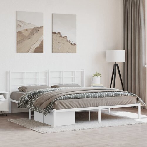  Metalni okvir za krevet s uzglavljem bijeli 183x213 cm Cijene