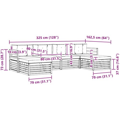  Setovi sofa 6 pcs Prirodna i antracit Čvrsto drvo akacije Slike