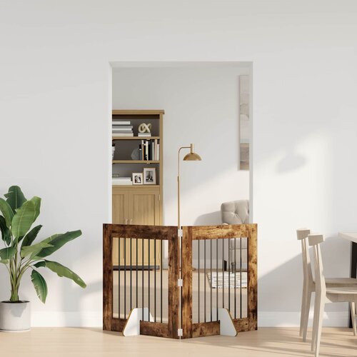  Vrata za pse s postoljem 2 pcs Dimljeni hrast 80 x 80 cm Slike