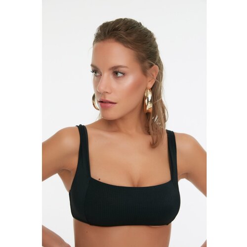 Trendyol Black Textured Bikini Top Slike