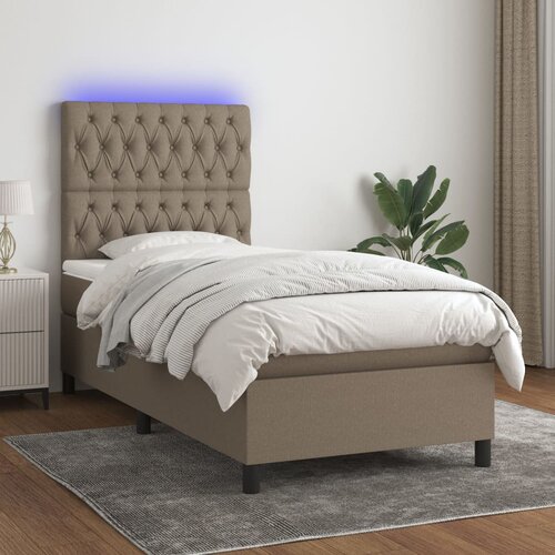The Living Store Box spring postelja z vzmetnico LED taupe 90x200 cm blago - Box Spring Postelja, (21519419) Cene