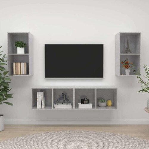 TV Zidni ormarići 4 kom siva boja betona od iverice Cijene