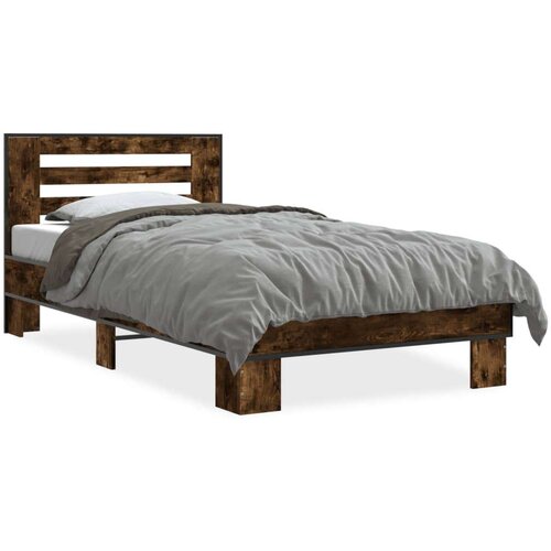  Okvir za krevet boja hrasta 90x200 cm konstruirano drvo i metal Slike