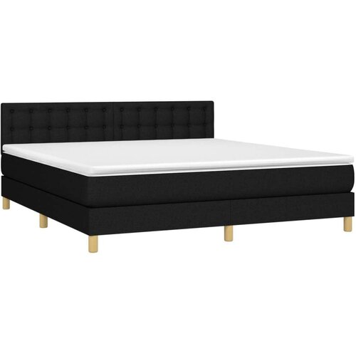 VidaXL Krevet box spring s madracem LED crni 180x200 cm od tkanine Slike