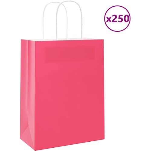 VidaXL Papirnate vrečke 250 kosov z ročaji roza 21x11x28 cm Slike