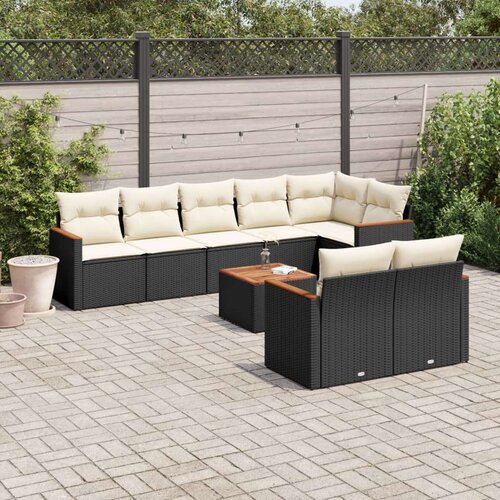  9-dijelni set vrtnih sofa s jastucima crni od poliratana Cijene