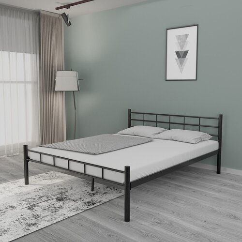 Hanah home Črna kovinska zakonska postelja z letvenim dnom 160x200 cm K70 &amp;ndash; Slike