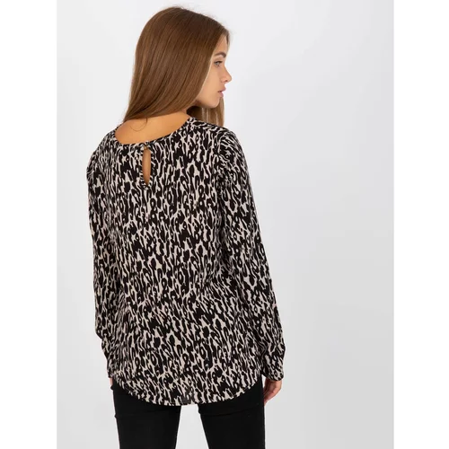 Fashion Hunters Dark beige blouse with an animal pattern made of viscose