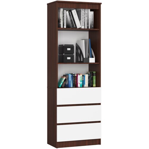 AKORD Regal, 3 Predali In 2 Polici, Wenge/Bela, (5000332534) Cene