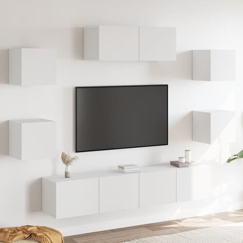  7-dijelni set TV ormarića bijeli od konstruiranog drva Slike