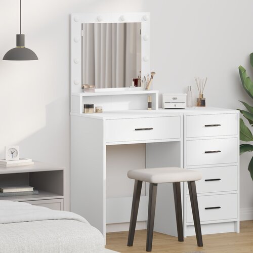 vidaXL Miza za ličenje Bela MDF 50 x 41 x 135 cm Ogledalo Cene