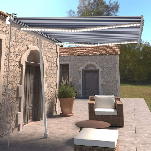  Tenda na ručno uvlačenje LED 300 x 250 cm plavo-bijela Cijene