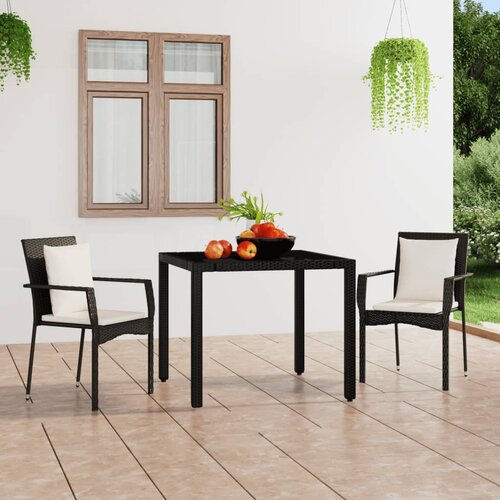 The Living Store Vrtni stol z blazinami 2 kosa poli ratan črn - Vrtni Stol, (21464523) Slike