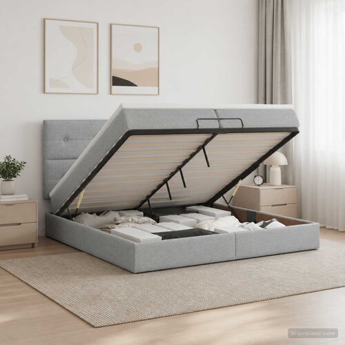  Krevet od pjene s madracem i LED-om Svjetlosiva 200 x 200 cm Slike