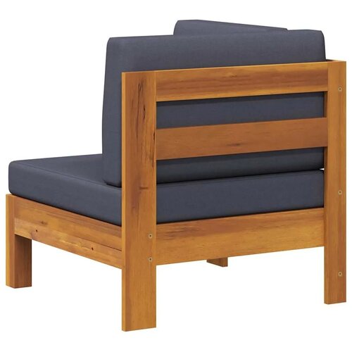  Kutna sofa s tamnosivim jastucima masivno bagremovo drvo Slike