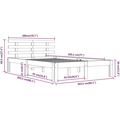  Okvir za krevet od masivnog drva sivi 200 x 200 cm Slike