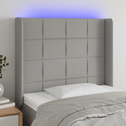 VidaXL LED uzglavlje svjetlosivo 93 x 16 x 118/128 cm od tkanine Slike