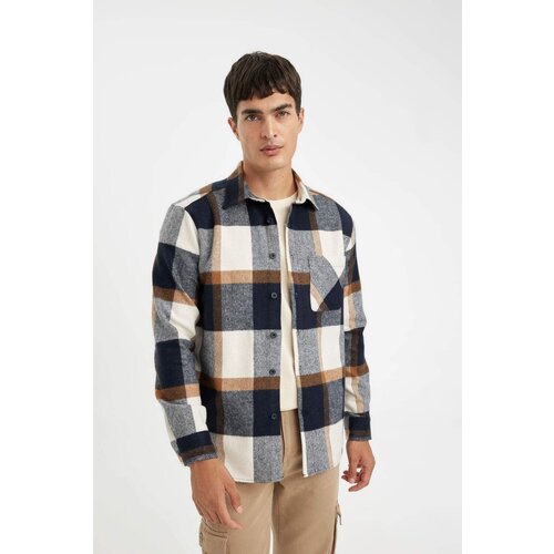 Defacto DFC - Regular Fit Polo Collar Plaid Lumberjack Long Sleeve Shirt Slike