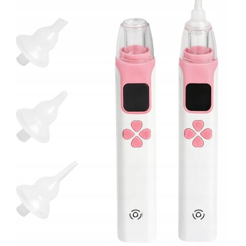  Električni aku. 400mAh nosni aspirator za otroke USB 4 šobe roza Cene