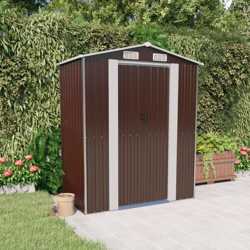 VidaXL Vrtno spremi&amp;scaron;te tamnosmeđe 192 x 108 x 223 cm pocinčani čelik Slike