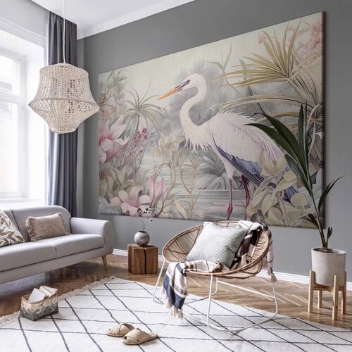  XXL slika - Heron wading in a pond - illustration in bright colours 260x173 Slike