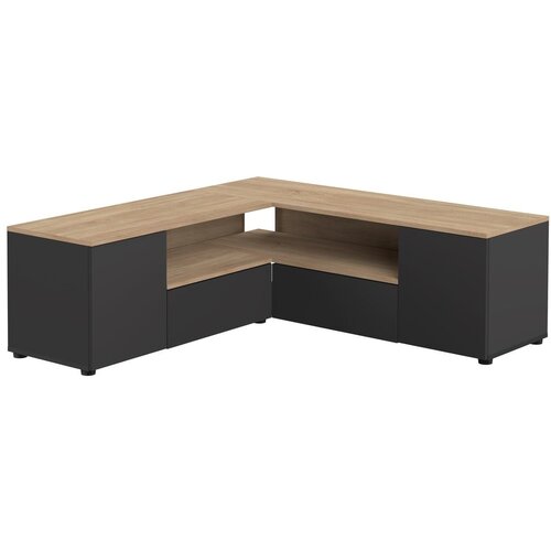 TemaHome Črna/v naravni barvi TV omarica v hrastovem dekorju 130x46 cm Angle &amp;ndash; Slike