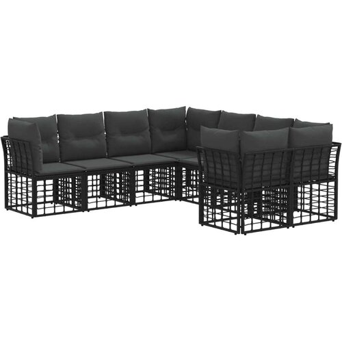  Zunanja garnitura za sedenje 8 pcs Črna in Temno siva Poliester, (5000271058) Cene
