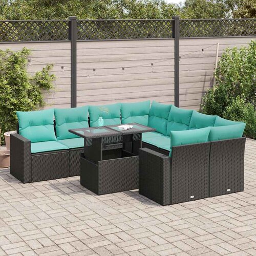  9-dijelni set vrtnih sofa s jastucima crni od poliratana bagrem Cene