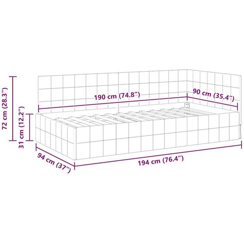  Kutni okvir kreveta boja crnog vina 90 x 190 cm Bar&amp;scaron;un Slike