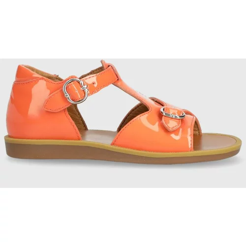 Pom d'Api Otroški usnjeni sandali oranžna barva