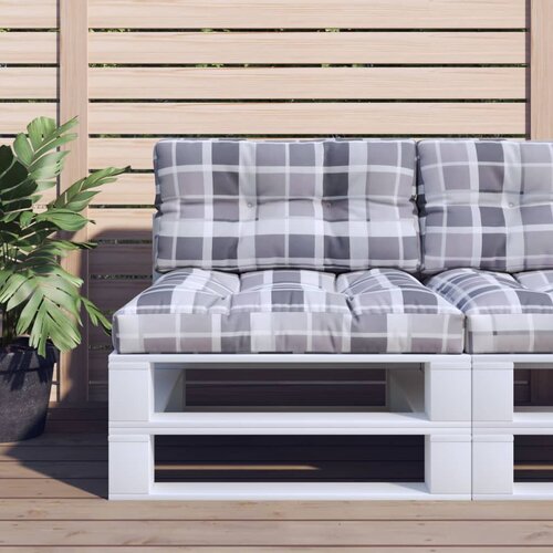 vidaXL Jastuk za palete sivi karirani 70 x 40 x 12 cm od tkanine Cijene