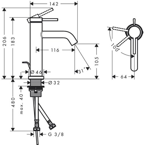 Hansgrohe 73314000 tecturis s coolstart ecosmart+ 110 armatura za umivalnik Slike
