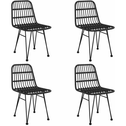  5-dijelni vrtni blagovaonski set od poliratana crni Crna Dužina stola 140 cm Slike