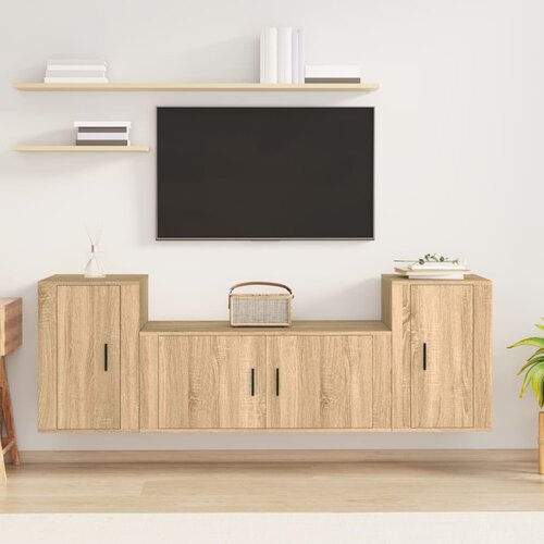 VidaXL 3-dijelni set TV ormarića boja hrasta sonome konstruirano drvo Slike