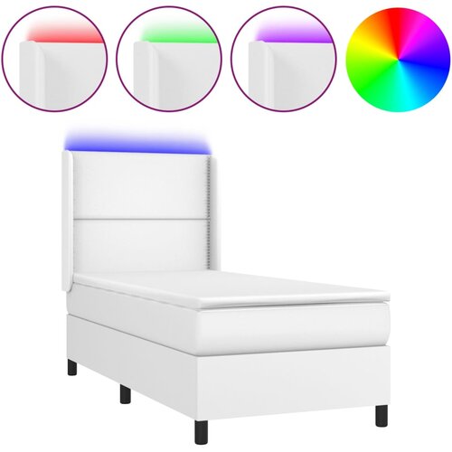 VidaXL Box spring postelja z vzmetnico LED bel 90x190 cm umetno usnje, (20937216) Slike