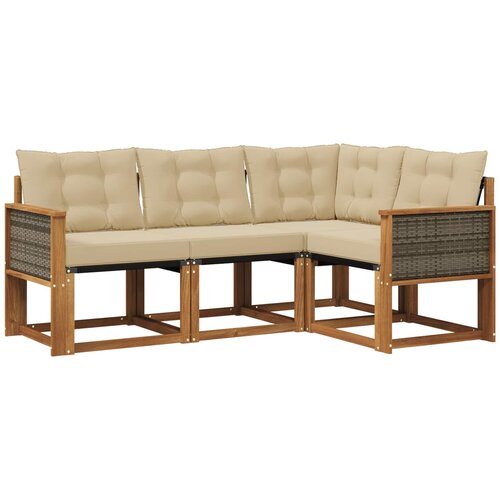 vidaXL Zunanja garnitura za sedenje z blazino 4 pcs Naravna in bež, (5000273427) Cene