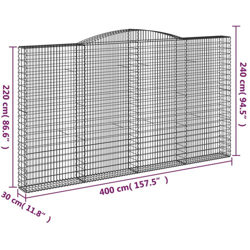 Lučne gabionske ko&amp;scaron;are 4 kom 400x30x220/240cm pocinčano željezo Slike