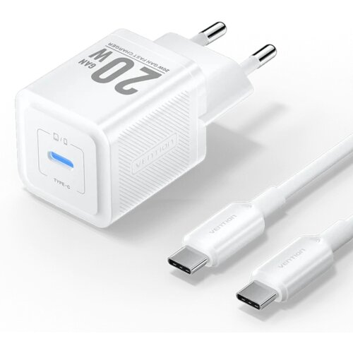 Vention Punjač USB-C 20W sa USB-C kablom 1m bijeli Slike