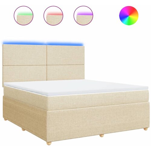 vidaXL Box spring postelja z vzmetnico krem 180x200 cm blago, (21304574) Cene