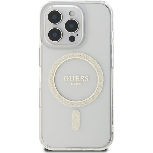 Guess Ohi&amp;scaron;je za iPhone 16 Pro MagSafe z ble&amp;scaron;?e?im krogom, Prozorno, (21749338) Slike
